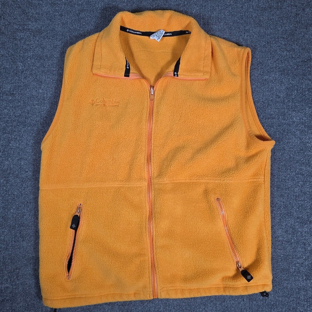 Vintage Columbia Sportswear Yellow Fleece Full Zip Vest Men's Large L